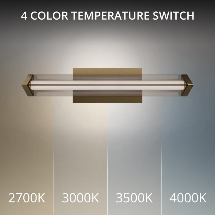 dweLED Boulevard 1Lt 18" Bath Vanity/Wall/3500K, Brass/White