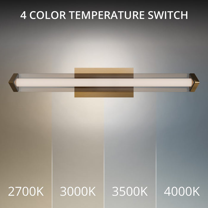 dweLED Boulevard 1Lt 24" Bath Vanity/Wall/3000K, Brass/White