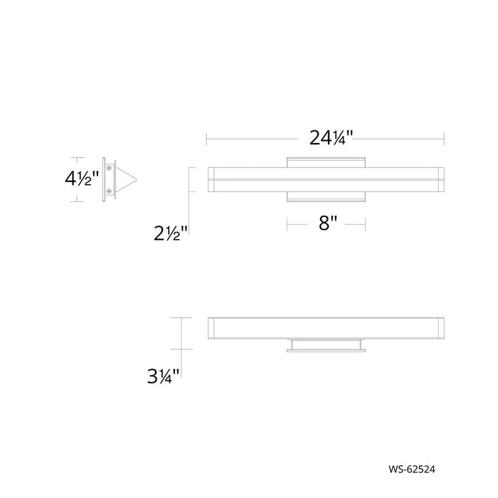dweLED Boulevard 1Lt 24" Bath Vanity/Wall/4000K, Brass/White
