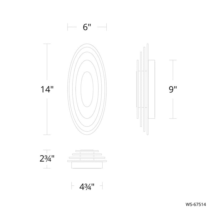 dweLED Orbix 1 Light 6" Wall Sconce/4000K, Black/Clear/Etched