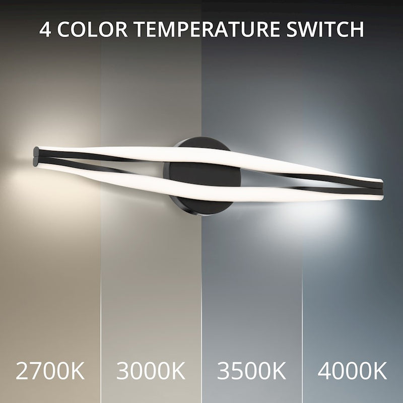 dweLED Jagger 26" LED Bath Vanity/Wall Light 3500K, Black