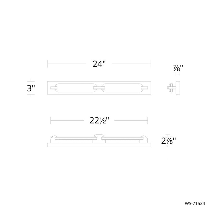 dweLED Spectacle 1Lt 24" Bath Vanity/Wall/2700K, Brass/White