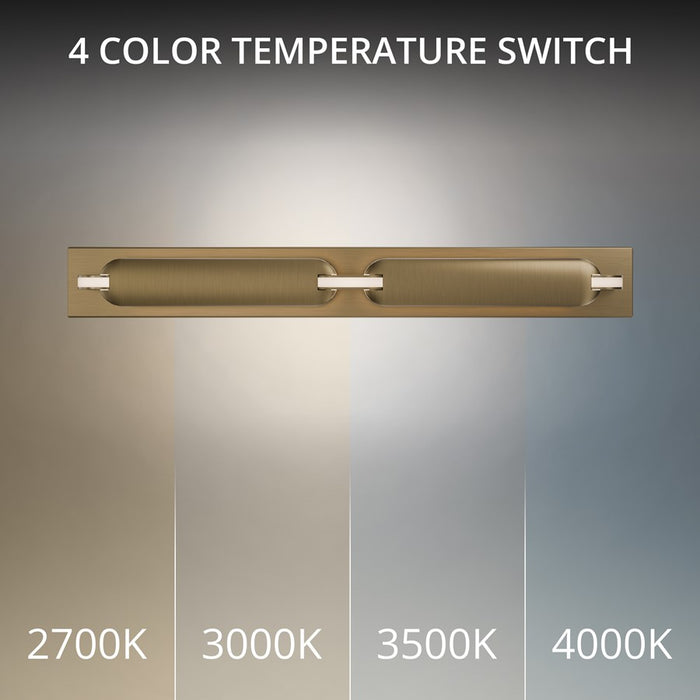 dweLED Spectacle 1Lt 24" Bath Vanity/Wall/3500K, Brass/White