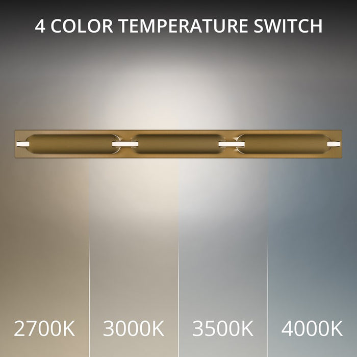 dweLED Spectacle 1Lt 34" Bath Vanity/Wall/3000K, Brass/White