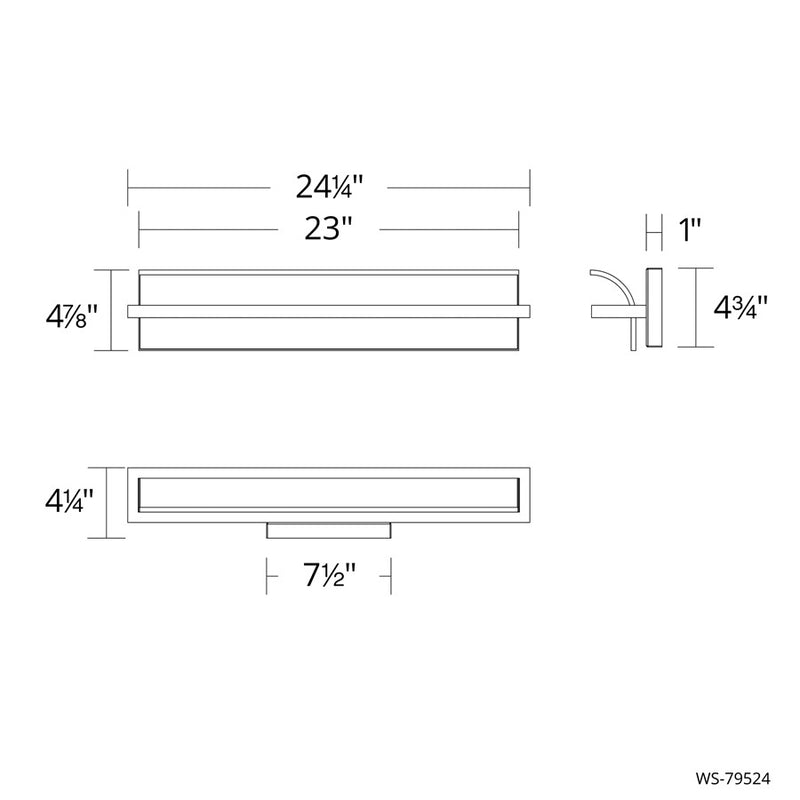 dweLED Shard 1Lt 24" Bath Vanity & Wall Light/2700K, Nickel