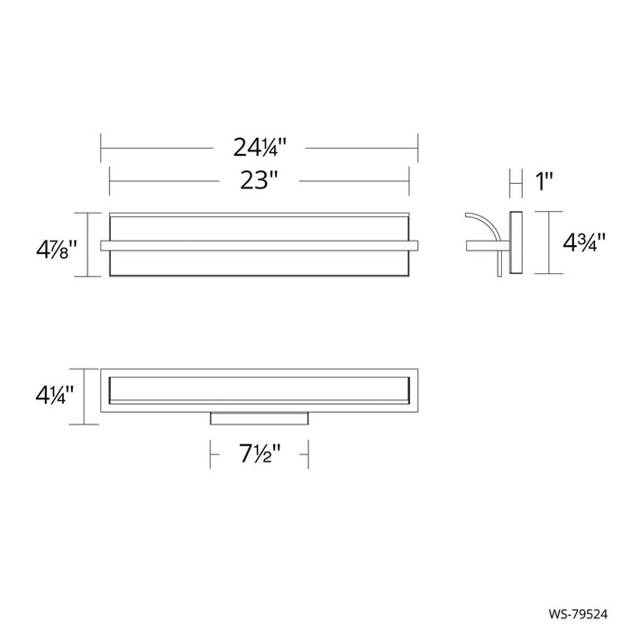 dweLED Shard 1Lt 24" Bath Vanity & Wall Light/2700K, Nickel
