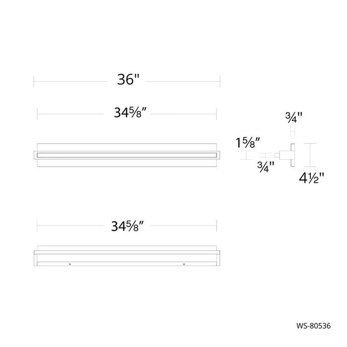 dweLED Skate 1Lt 36" Bath Vanity & Wall Light/4000K, Nickel