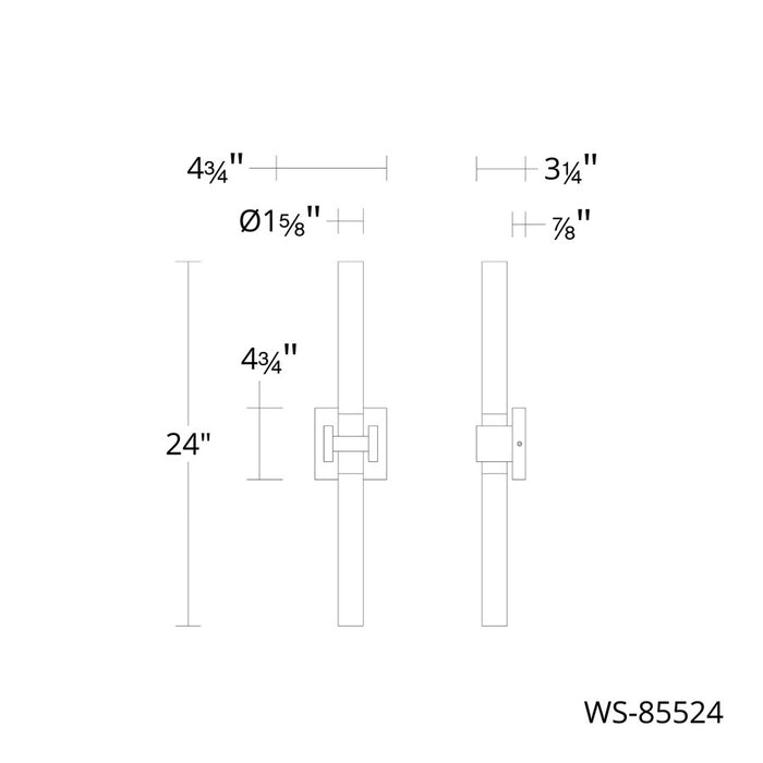 dweLED Ripple 1Lt 24" Bath Vanity & Wall Light/4000K, Nickel