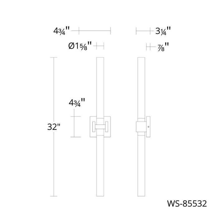 dweLED Ripple 1Lt 32" Bath Vanity & Wall Light/2700K, Nickel