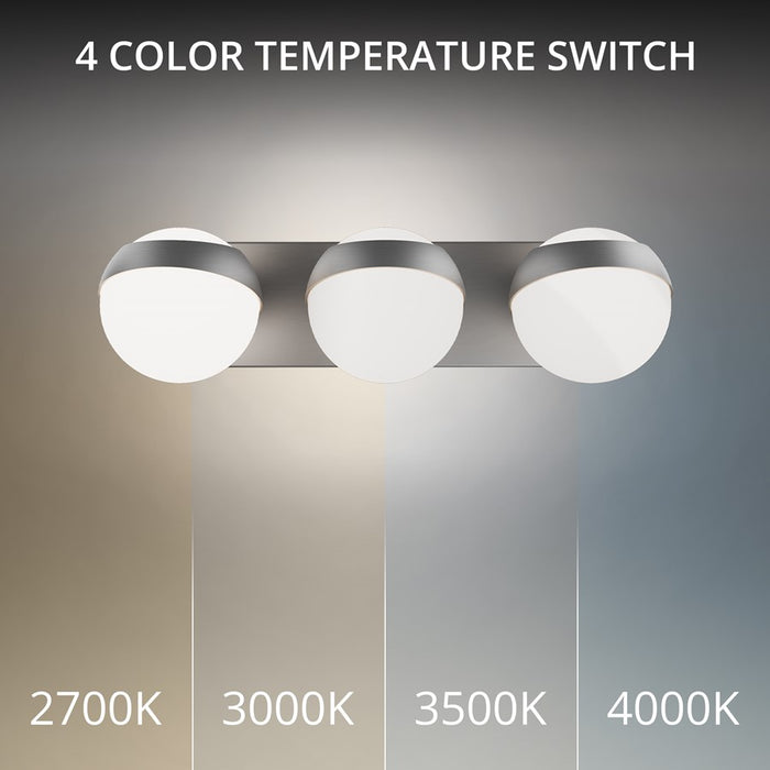 dweLED Tripoli 3Lt 20" Bath Vanity/Wall/2700K, Nickel/Opal