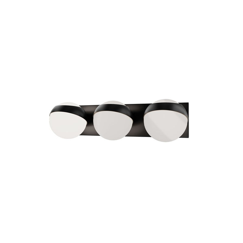 dweLED Tripoli 3Lt 20" Bath Vanity/Wall Light/3000K, Black/Opal - WS-87520-30-BK