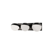 dweLED Tripoli 3Lt 20" Bath Vanity/Wall Light/3500K, Black/Opal - WS-87520-35-BK