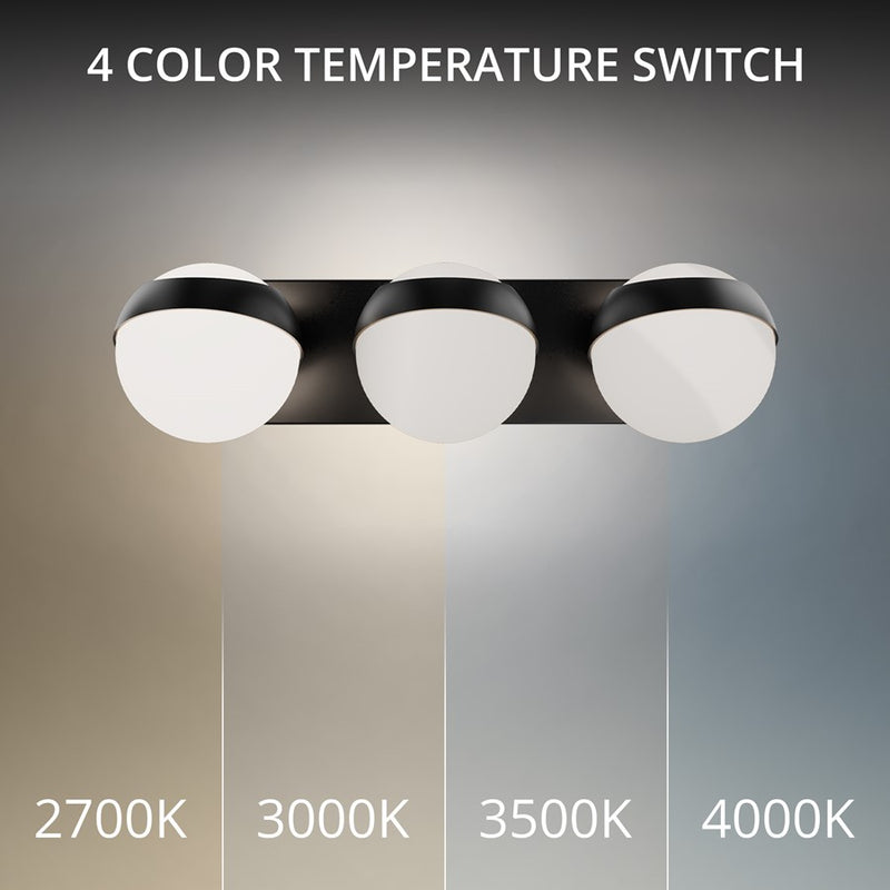 dweLED Tripoli 3Lt 20" Bath Vanity/Wall Light/3500K, Black/Opal