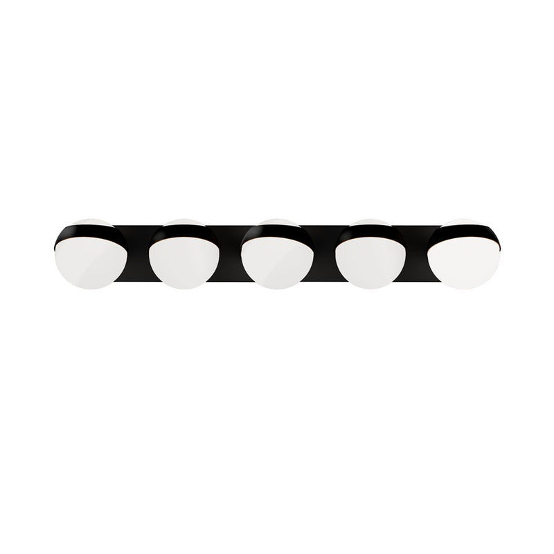dweLED Tripoli 5Lt 33" Bath Vanity/Wall Light/3000K, Black/Opal