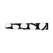dweLED Tripoli 5Lt 33" Bath Vanity/Wall Light/4000K, Black/Opal - WS-87533-40-BK