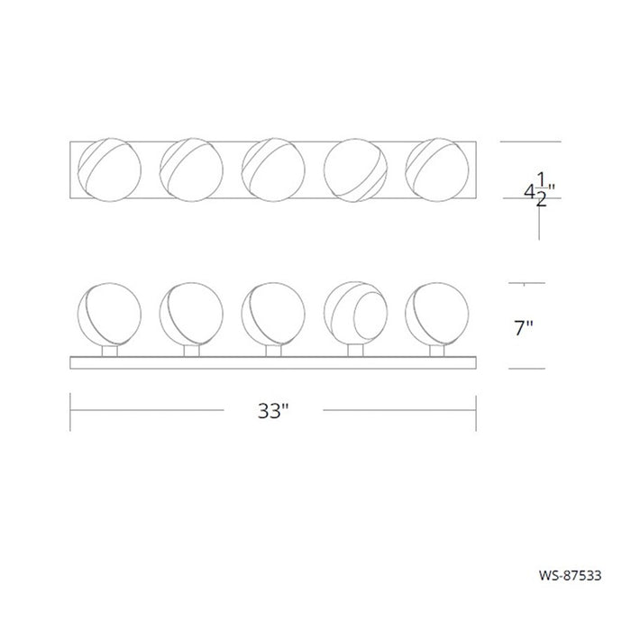 dweLED Tripoli 5Lt 33" Bath Vanity/Wall Light/4000K, Black/Opal