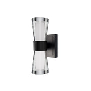 dweLED Hourglass 1Lt 10" Wall Sconce/2700K, Black/Clear/Etched - WS-91510-27-BK