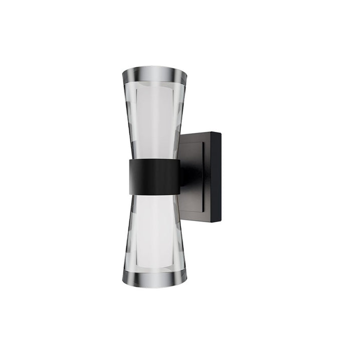 dweLED Hourglass 1Lt 10" Wall Sconce/2700K, Black/Clear/Etched - WS-91510-27-BK