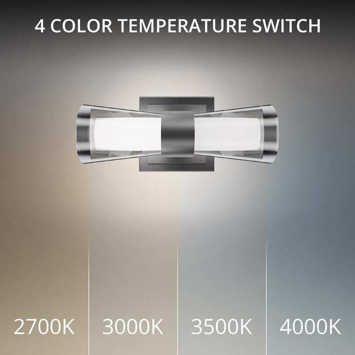 dweLED Hourglass 1Lt 10" Wall Sconce/2700K, Nickel/Clear/Etched