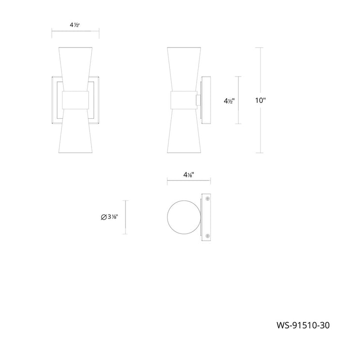 dweLED Hourglass 1Lt 10" Wall Sconce/2700K, Nickel/Clear/Etched