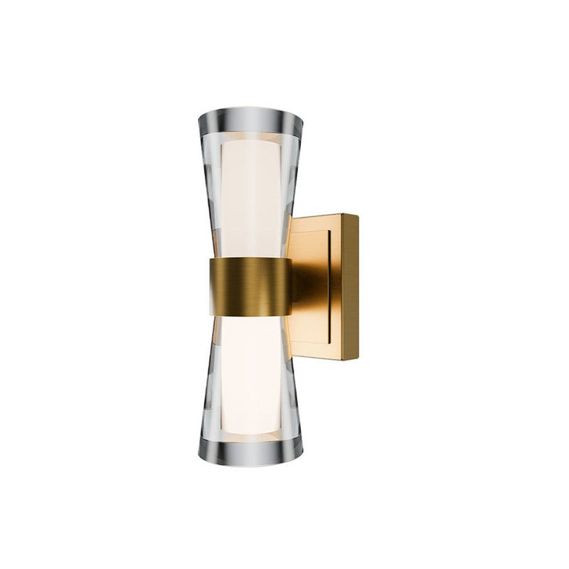 dweLED Hourglass 1Lt 10" Wall Sconce/3000K, Brass/Clear/Etched - WS-91510-30-AB