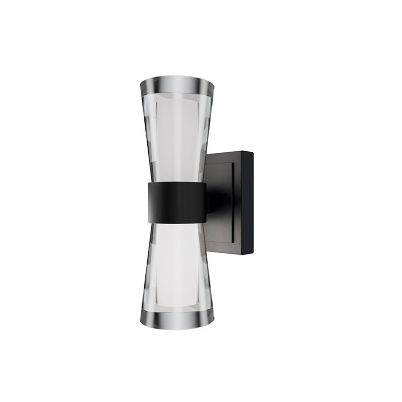 dweLED Hourglass 1Lt 10" Wall Sconce/3000K, Black/Clear/Etched - WS-91510-30-BK
