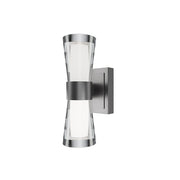 dweLED Hourglass 1Lt 10" Wall Sconce/3000K, Nickel/Clear/Etched - WS-91510-30-BN