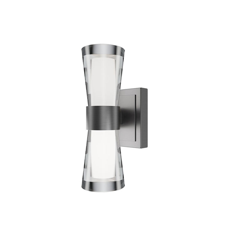 dweLED Hourglass 1Lt 10" Wall Sconce/3000K, Nickel/Clear/Etched - WS-91510-30-BN