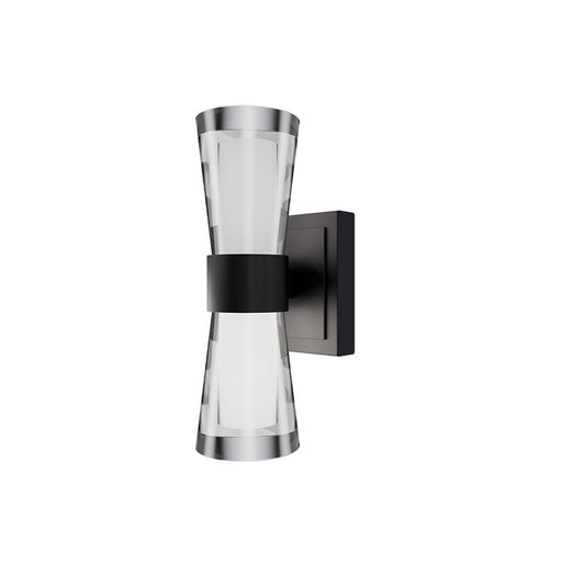 dweLED Hourglass 1Lt 10" Wall Sconce/3500K, Black/Clear/Etched - WS-91510-35-BK