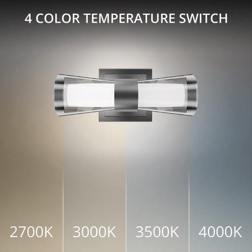 dweLED Hourglass 1Lt 10" Wall Sconce/3500K, Nickel/Clear/Etched