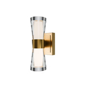 dweLED Hourglass 1Lt 10" Wall Sconce/4000K, Brass/Clear/Etched - WS-91510-40-AB