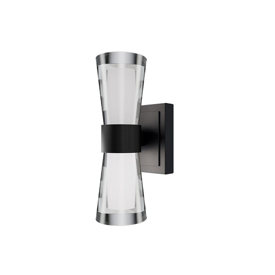 dweLED Hourglass 1Lt 10" Wall Sconce/4000K, Black/Clear/Etched - WS-91510-40-BK