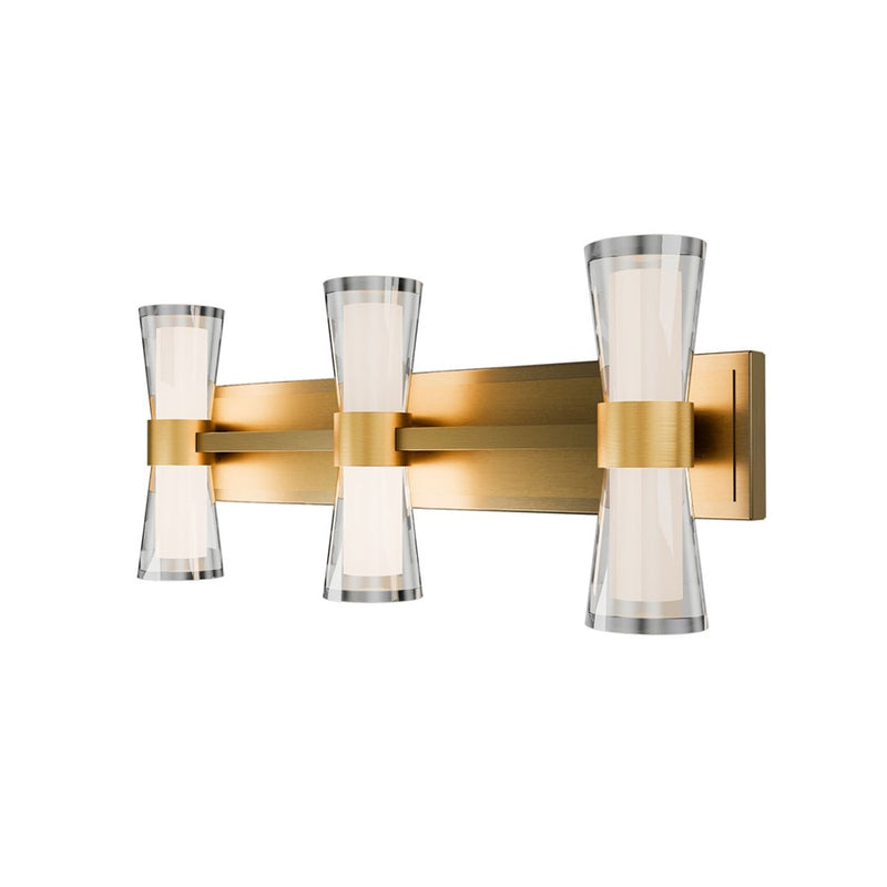 dweLED Hourglass 3Lt 24" Bath Vanity/Wall/2700K, Brass/Etch - WS-91524-27-AB