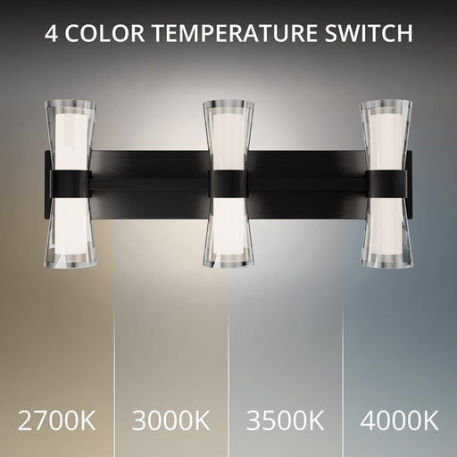 dweLED Hourglass 3Lt 24" Bath Vanity/Wall/2700K, Black/Etch