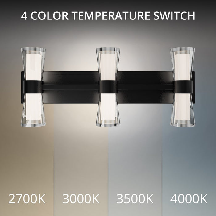 dweLED Hourglass 3Lt 24" Bath Vanity/Wall/3000K, Black/Etch