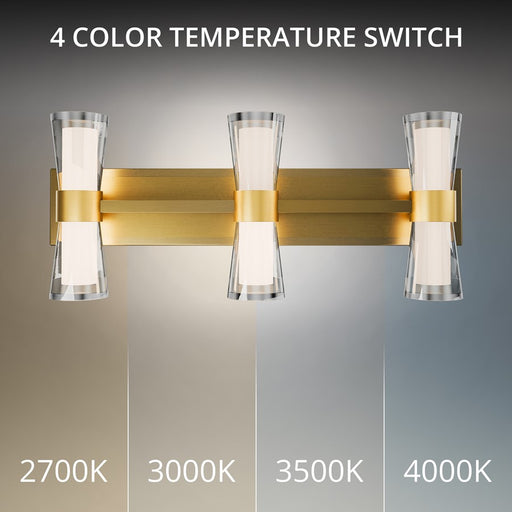 dweLED Hourglass 3Lt 24" Bath Vanity/Wall/3500K, Brass/Etch