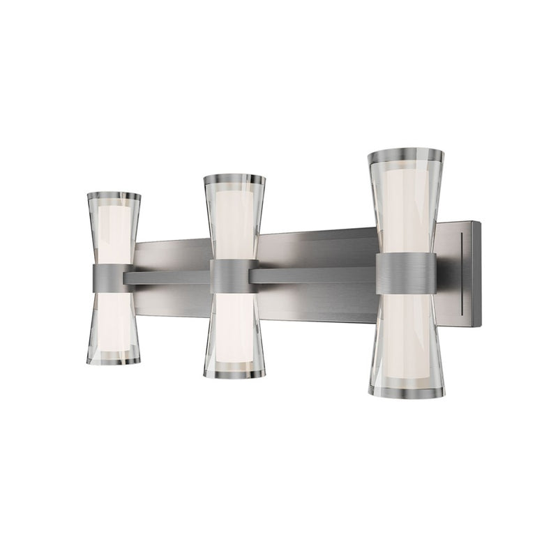 dweLED Hourglass 3Lt 24" Bath Vanity/Wall/3500K, Nickel/Etch - WS-91524-35-BN
