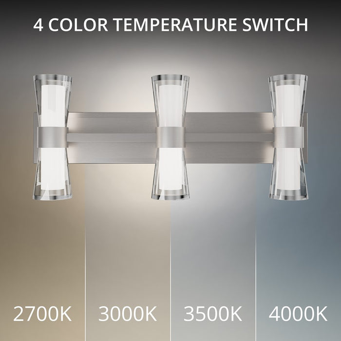 dweLED Hourglass 3Lt 24" Bath Vanity/Wall/4000K, Nickel/Etch