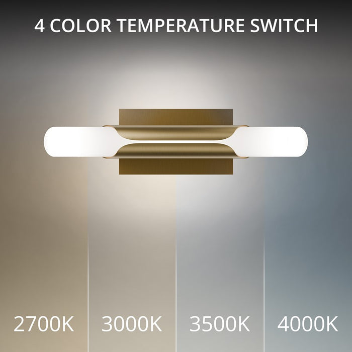 dweLED Wrappe 1Lt 18" Wall Sconce/3500K, Brass/Clear/Etched