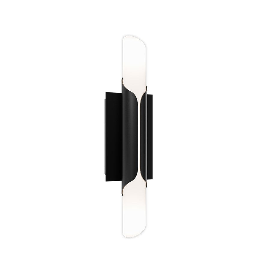 dweLED Wrappe 1 Light 18" Wall Sconce/4000K, Black/Clear/Etched - WS-95518-40-BK