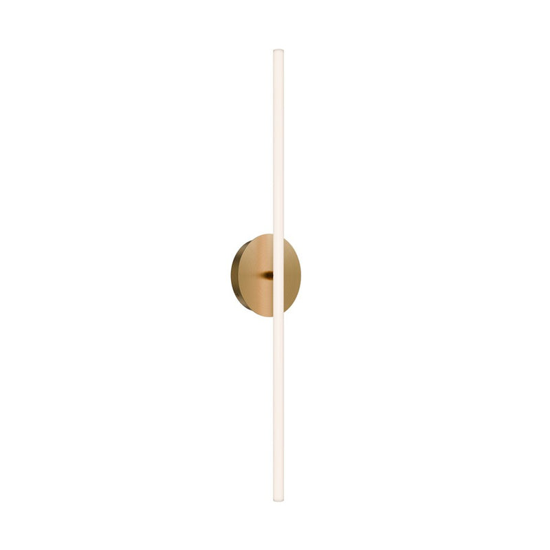 dweLED Lanky 1Lt 28" Bath Vanity/Wall/2700K, Brass/Clear/Etch - WS-99527-27-AB