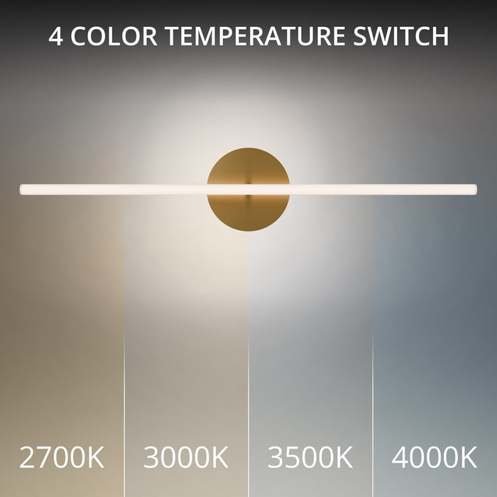 dweLED Lanky 1Lt 28" Bath Vanity/Wall/2700K, Brass/Clear/Etch