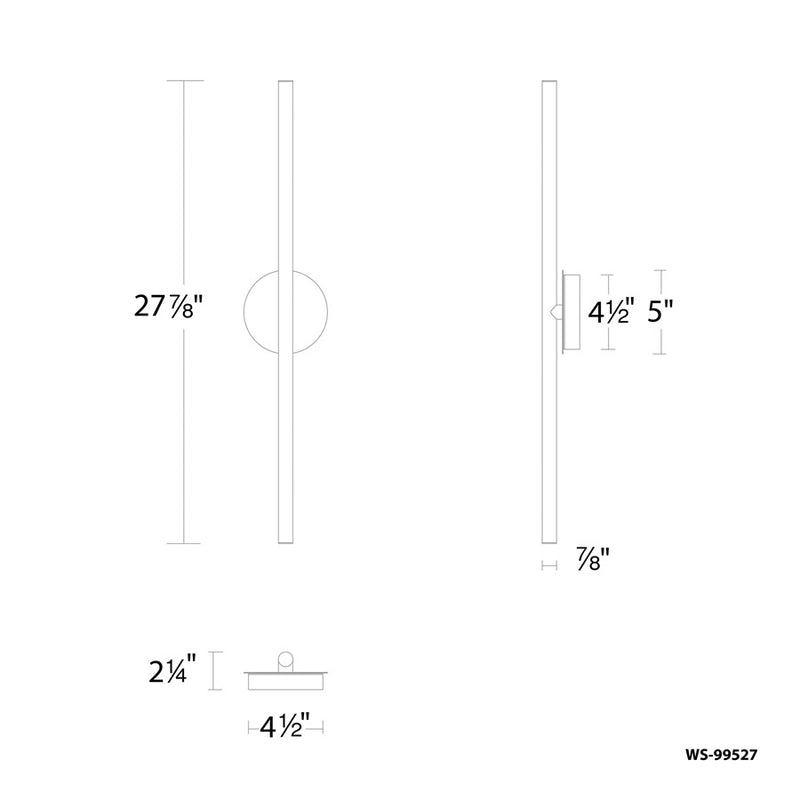 dweLED Lanky 1Lt 28" Bath Vanity/Wall/2700K, Brass/Clear/Etch