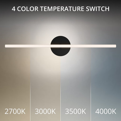 dweLED Lanky 1Lt 28" Bath Vanity/Wall/2700K, Black/Clear/Etch