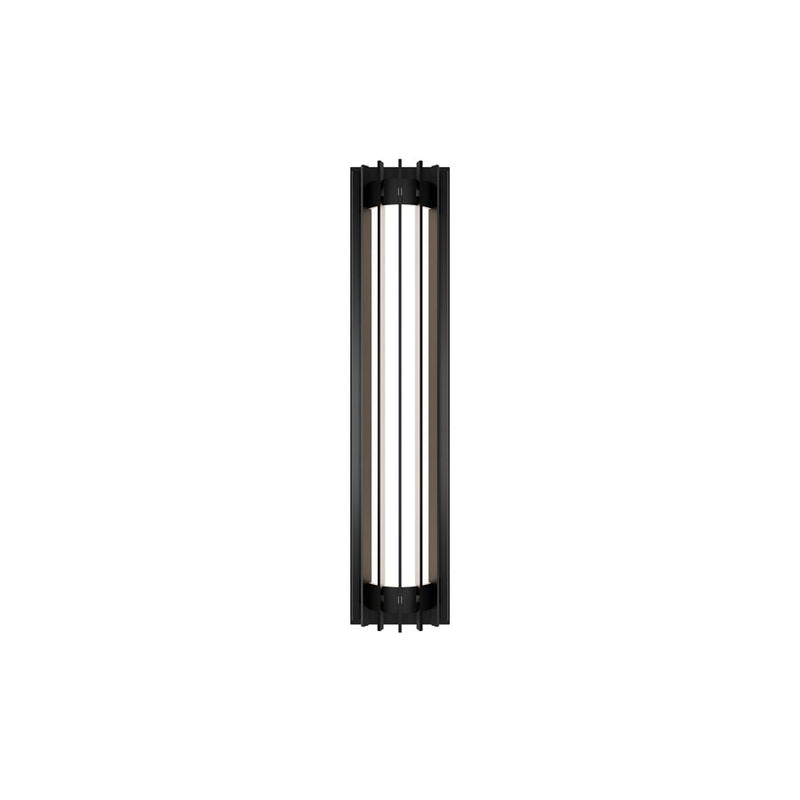 dweLED Moline 1Lt 24" Outdoor Wall Light/3500K, BK/WH Opaque - WS-W17524-35-BK