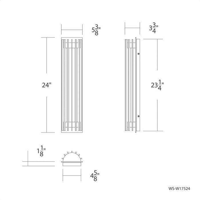 dweLED Moline 1Lt 24" Outdoor Wall Light/4000K, BK/WH Opaque