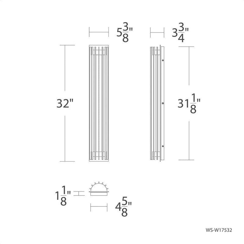 dweLED Moline 1Lt 32" Outdoor Wall Light/4000K, BK/WH Opaque