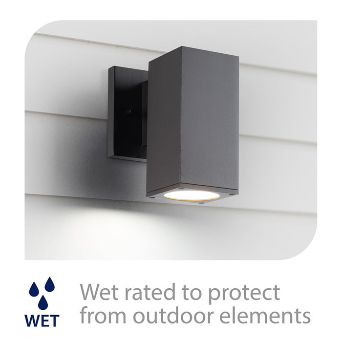 WAC Lighting Cubix LED 1Lt Up/Down Outdoor Wall Light , Black