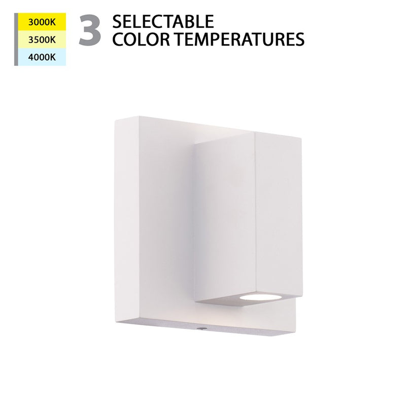 WAC Vue 5in 1Lt LED Indoor/Outdoor Wall Light, White/Frosted