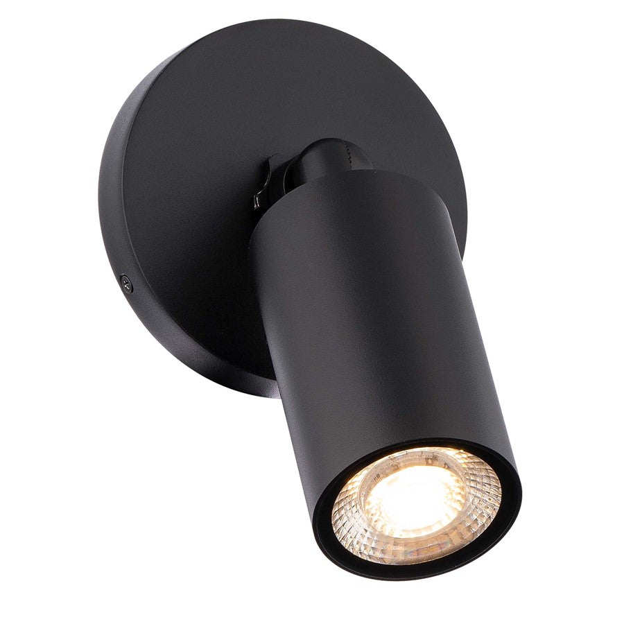 WAC Cylinder 1Lt LED Adjustable Wall Light, Black/White - WS-W230301-30-BK